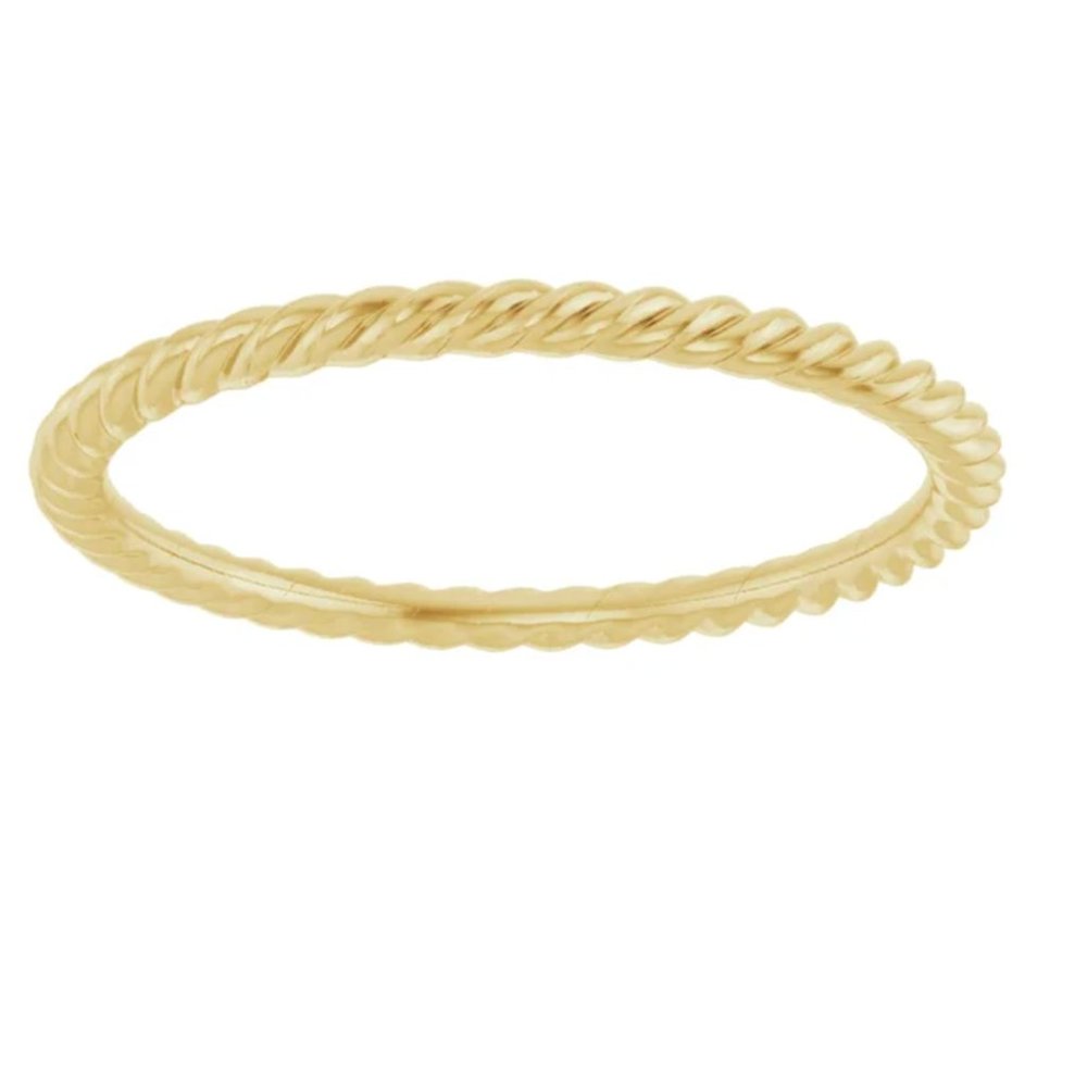 14K Solid Gold Skinny Rope Ring - Picture 3 of 9
